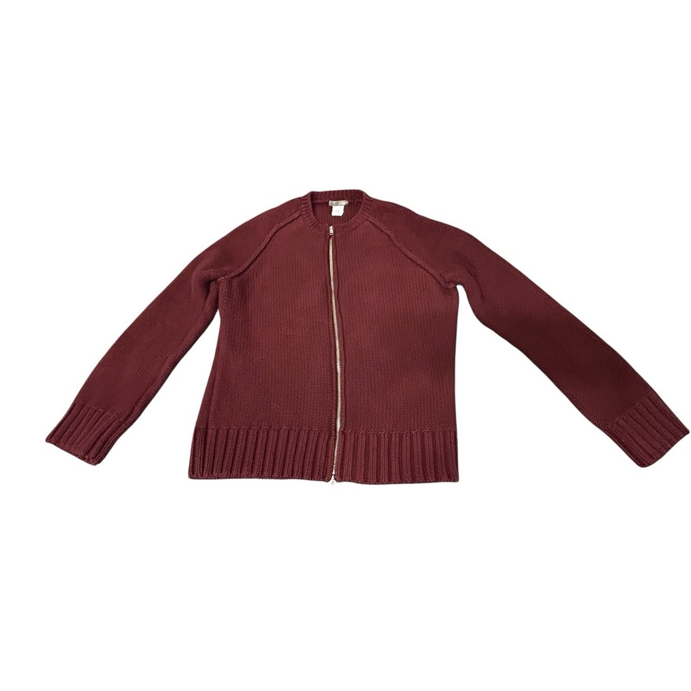 J.‎ Crew Womens Med/large Zip Front Cardigan Long Sleeve burgundy Zip Knit